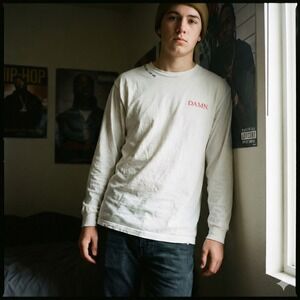 TDE Kendrick Lamar Damn T-Shirt Size Large White Embroidered Pray For Me‎ Rap